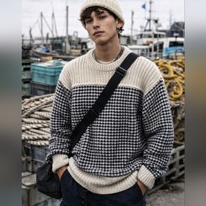 Vintage Angelo Litrico Wool Mohair Fisherman Sweater Size M Knit Crew Neck EUC